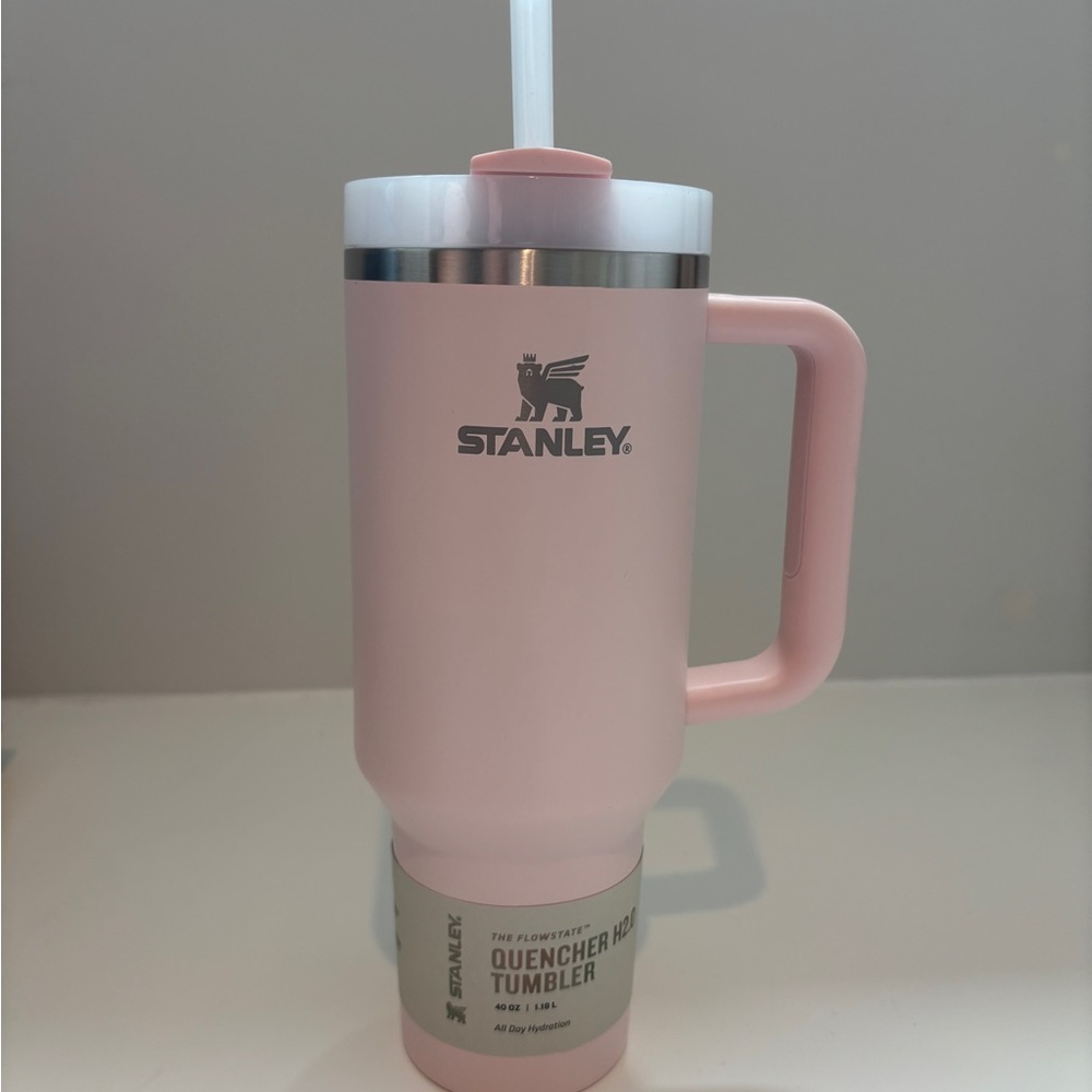 Stanley Pink Tumbler with Handle and Straw